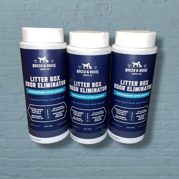 Rocco & Roxie Litter Box Additive Odor Eliminator Urine Deodorize 12 oz Lot x3 - Picture 1 of 12